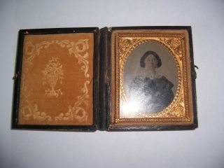 Civil War Era Daguerrotype Of Young Woman With Rose Tinted Face