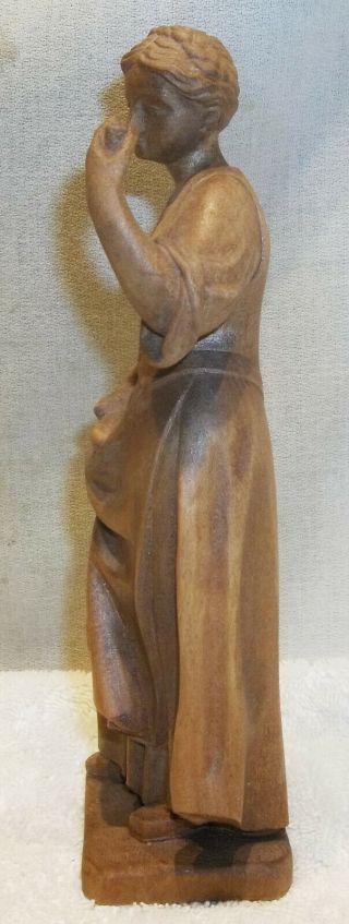 Vintage Swiss Or Black Forest Hand Carved Wood Woman w/ Bread Loaves Figure 3