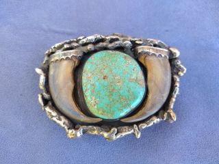 Jaws Shark Painters Vintage 76 Turquoise Silver Claws Belt Buckle Bob Earth Arts