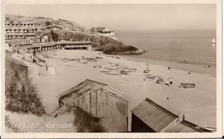 Old Real Photo Postcard - The Beach - Abersoch - Caernarvonshire C.  1949