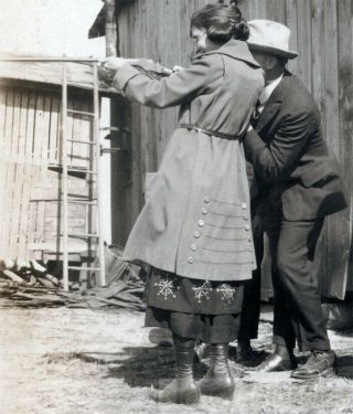 1923 Woman Takes Aim Shoots Gun Detailed Design Coat Dress