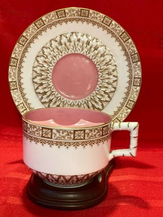 Superior Mustache Cup & Saucer Made In England C.  1875 - 92 E.  J.  D.  Bodley