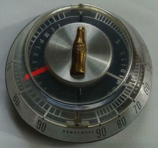 Vintage Coca Cola Honeywell Thermometer & Humidity Coke Gold Bottle 1960