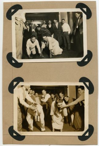 Fraternity Guys Hazing Paddles Dorm Room Pajamas Fun Vintage Snapshot Photos