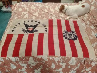 Vintage U.  S.  Coast Guard Ensign No 4 Semper Paratus Wool Flag 30x48