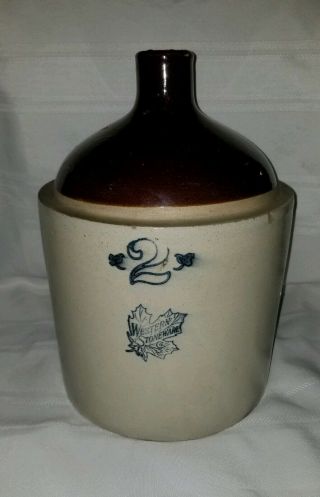 Antique 2 - Gallon Western Stoneware Company Maple Leaf Jug -