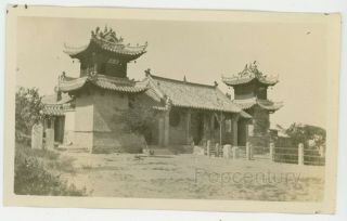 Vintage Photograph China 1923 Chefoo Temple Shrine Sharp Photo Yantai