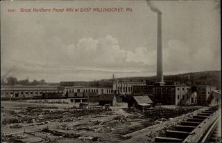 Maine Millinocket Great Norther Paper Mill C1910 Vintage Postcard Sku683