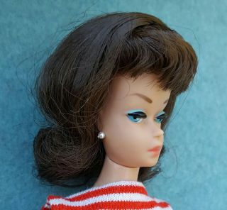 Vintage Barbie American Girl Side Part Brunette Wig In 3