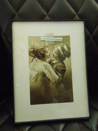 Vintage Erotica Lesbian Couple Dancing Kiss Picture 6x8 Matted To 4x6 Framed