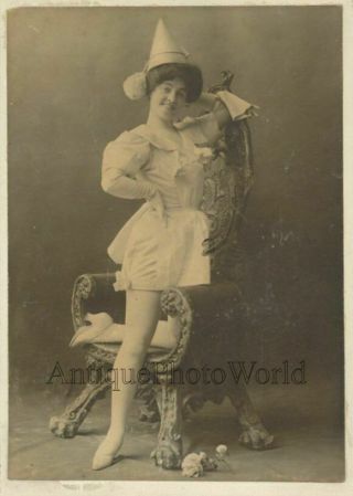 Woman Actress Dancer Waters In Great Costume Antique Photo
