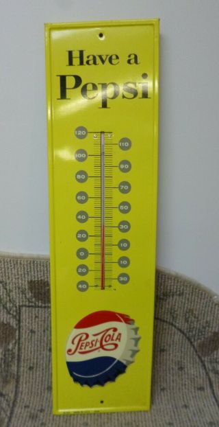 Vintage All Pepsi - Cola Painted Tin 27 " Non - Thermometer