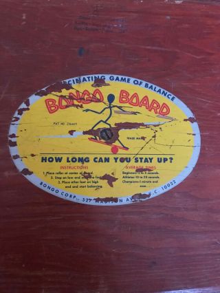 Vintage Bongo Board Balance Trainer Surf Skate Game Wood Roller Block,