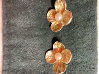 Vintage Tiffany & Co Sterling Silver Dogwood Series Natural Pearl Earrings