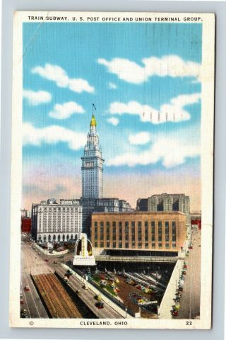 Cleveland Oh,  Train Subway,  Post Office Union Terminal Vintage Ohio Postcard