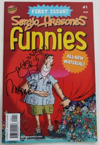 Signed,  Sketch Sergio Aragones (mad) First Issue Frist Print Funnies