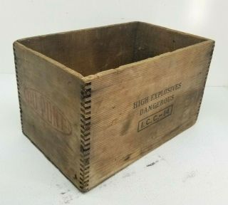 Vintage 1940 Dupont Explosives Loggers 2 Dynamite Dovetail Advertising Wood Box