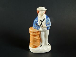 Antique 19th Century English Staffordshire Miniature Pottery Figure Sailor 4 "