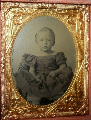 1/9th Size Tintype Of Young Child In A Half Case