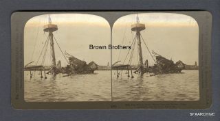 1901 Stereoview Wreck Of The Battleship Maine Havana Harbor By Hc White 7 - Bb