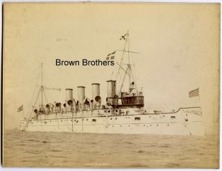1895 Us Navy Protected Cruiser Uss Columbia (c - 12) Mounted Photo By Johnston - Bb