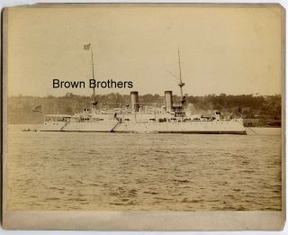 1899 Us Navy Protected Cruiser Uss Olympia (c - 6) Dewey Flagship Mounted Photo Bb