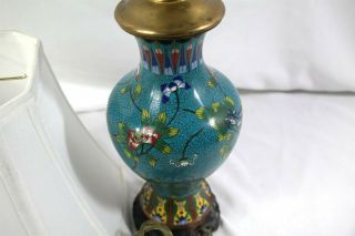 Vintage Chinese Cloisonne Vase Accent Table Lamp Asian Oriental