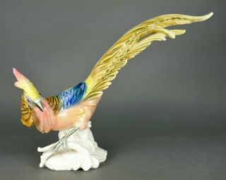 Fine Vintage Karl Ens Volkstedt German Porcelain Golden Pheasant Figurine Statue