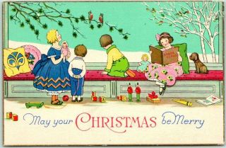 Vintage Stecher Series 1756 Greetings Postcard " May Your Christmas Be Merry "
