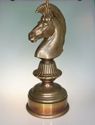 17 " Tall Brass Tone Horse Knight Chess Piece Lamp Base? 12 Lbs Vtg