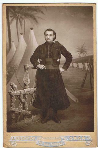 Cabinet Card Of An Algerian Military Man,  Soldier Oran Algeria By J Perpere