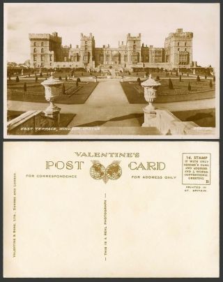 Windsor Castle,  East Terrace,  Garden,  Fountain Berkshire Old Real Photo Postcard