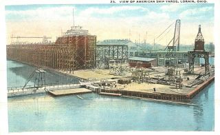 Vintage Postcard - 23,  View Of American Ship Yards,  Lorain,  Oh