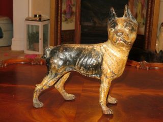 Vintage Antique Hubley Cast Iron Boston Terrier Doorstop 10 " French Bulldog