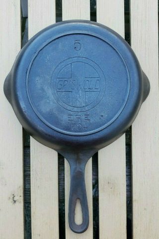Vtg Griswold 5 Cast Iron Skillet 724 Slant Logo Antique Pan Rare Htf Erie Pa Usa