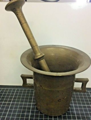 Vintage Solid Brass Apothecary Mortar & Pestle Pharmacy Medicinal