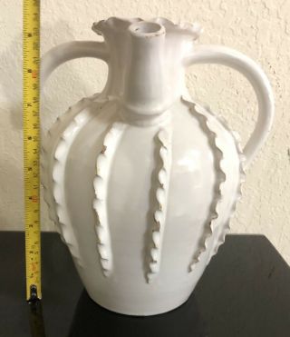 White Vintage French Ceramic Vase Vieille