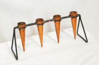 Vintage Copper Candle Holder Arts And Crafts Mid Century Modern Cones Hand Made