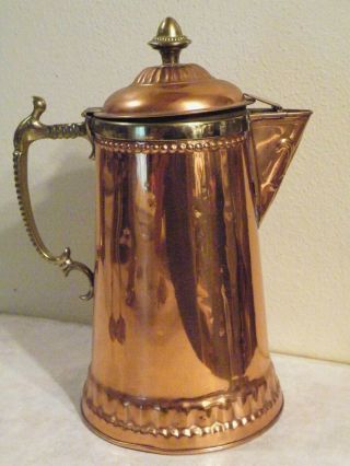 Antique Embossed Copper Brass Tea Coffee Pot Rochester Stamping