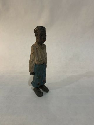 Black Americana African American Folk Art Carved Painted Boy Doll Unusual