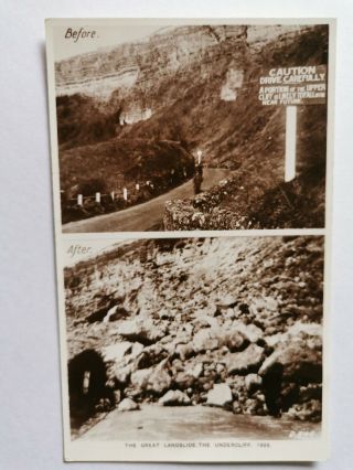 Vintage Postcard " The Great Landslide,  The Undercliff 1928 ",  Isle Of Wight