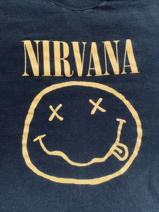 Nirvana Smiley Shirt.  Rare Vintage David Geffen Company 2