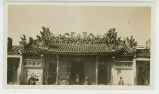 China 1920 Photograph Peking Usmc Shanghai Temple Ornate Carvings Building Photo