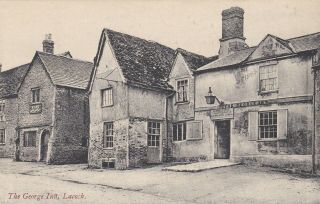 Lacock.  The George Inn.  Old B & W Print Postcard.