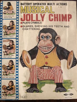 Vintage Musical Jolly Chimp Toy Story Creepy Monkey W/box