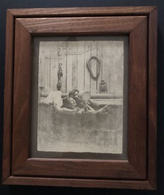 The Picture Peddler N.  Hollywood Vintage Sepia Photo Man & Woman In Bathtub 207