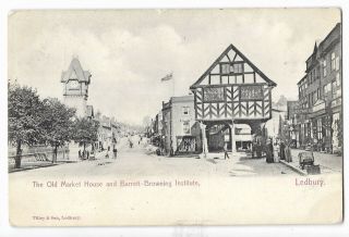 Herefordshire Ledbury Old Market House Barrett Institute Vintage Postcard 9.  11