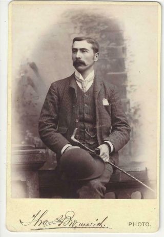Victorian Cabinet Card Bridgnorth / Kidderminster Handsome Man Cane Watch Chain