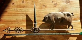 Vintage Antique Pig Weather Vane Arrow Farm Folk Art Lightning Rod. 4