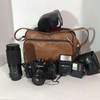 Vintage Canon A - 1 Camera With 50mm And 80 - 200mm Lenses And Kit